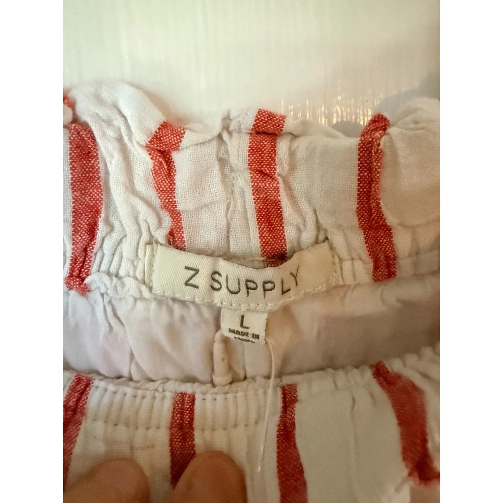 Z Supply Cabana Red White Striped Linen Blend Lined Shorts ZS252717BM Large